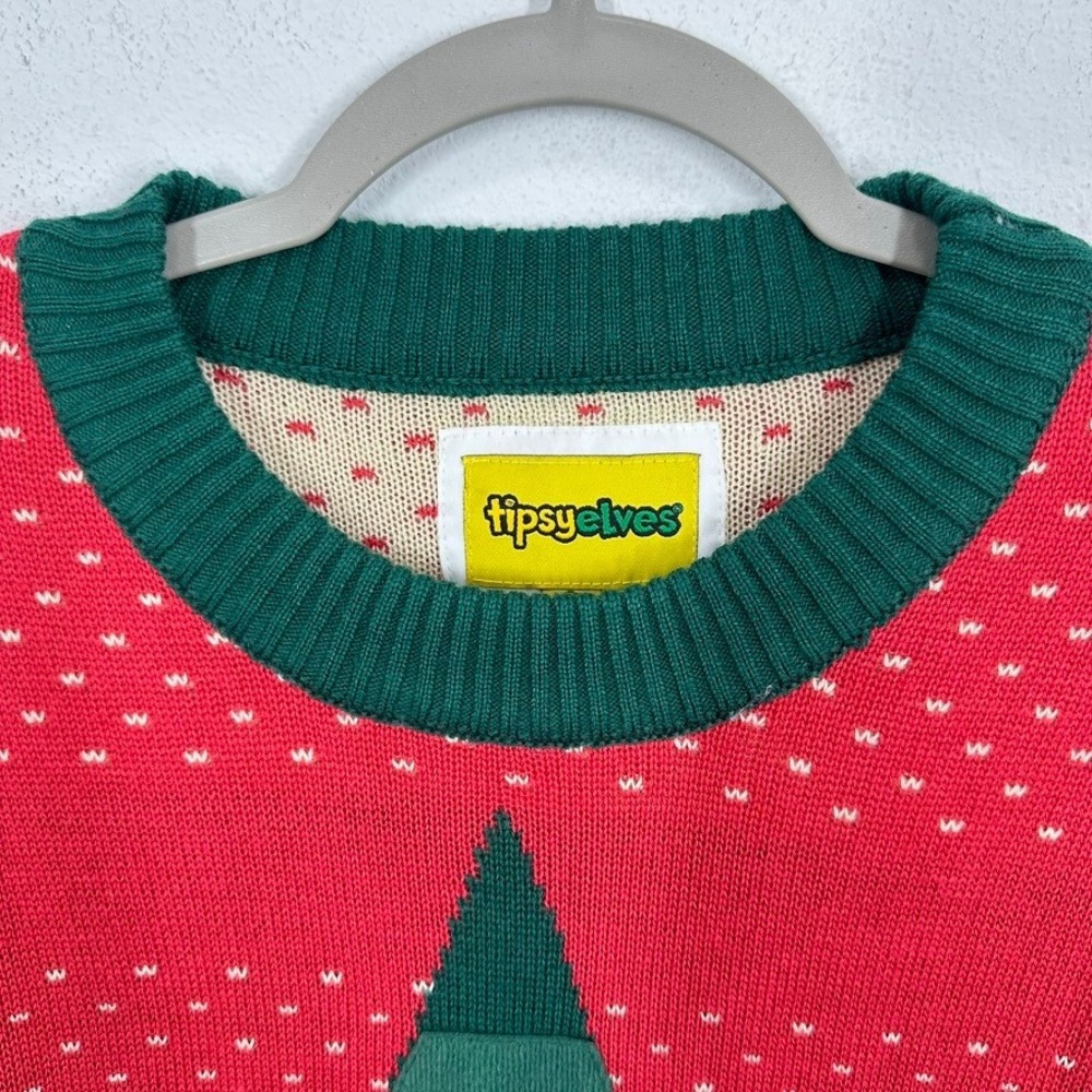 Tipsy Elves Christmas Tree Ugly Sweater Mens XXL Red Green Acrylic Holiday - Picture 5 of 9